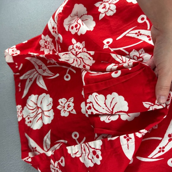 Vintage 60s Hawaiian Shirt Mens Medium 22x29 Red Cotton Aloha Floral - Picture 6 of 12